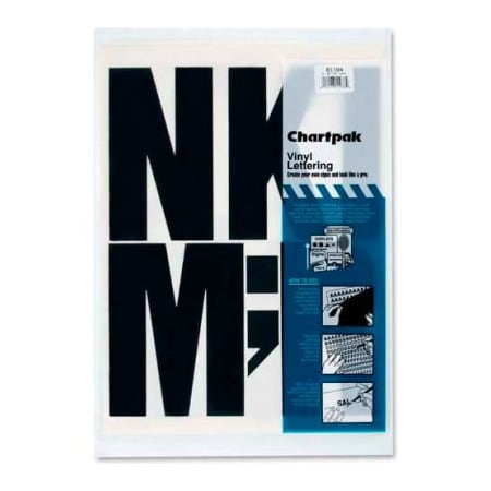 Chartpak Chartpak Vinyl Capital Letters, 6"H, 38 Letters, Black 1184